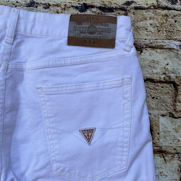 Guess Men's Sony White Denim Shorts Slim Fit Stretch Size 31 - Picture 6 of 7
